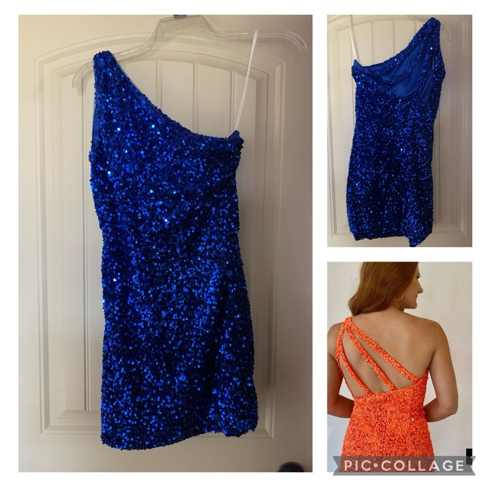 Blue sequin homecoming or formal dress
